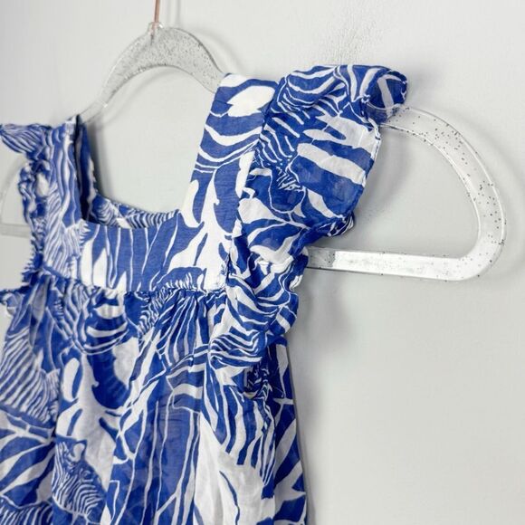 MILLY MINIS | Blue & White Animal Zebra Print Tunic Top Youth Girl’s Size 6/7 - Picture 2 of 8